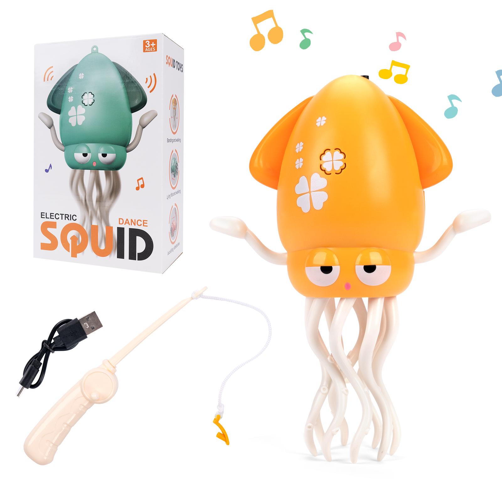 

Dancing Squid Induction Lying Flat Squid with Light&Music Interactive Development Toys Kids Electronic Pet Toys Tummy Time Gifts жёлтый