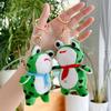Plush Cartoon Frog Keychain Blue Red Scarf Stuffed Frog Car Key Ring Backpack School Bag Charm Purse Pendant Hanging Decoration Ornament