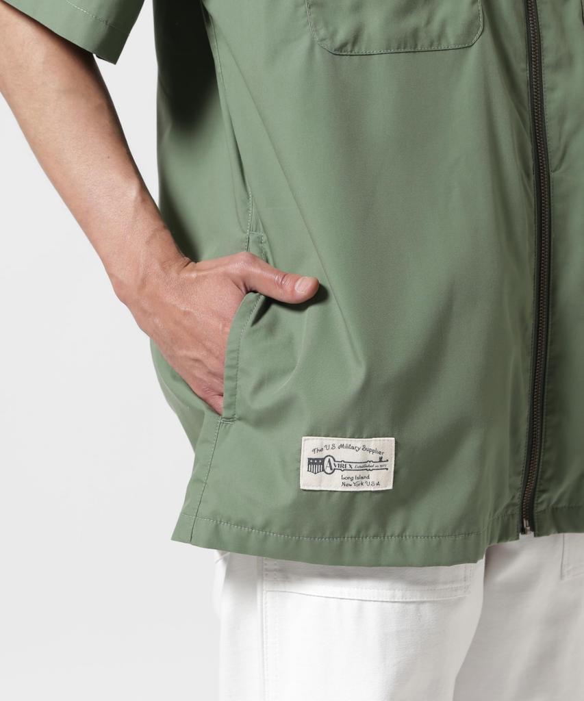 AVIREX ZIP UP WORK SHIRT 25(WEB&DEPOT Exclusive) Short Sleeve Shirt Men's M Olive 783-5123022