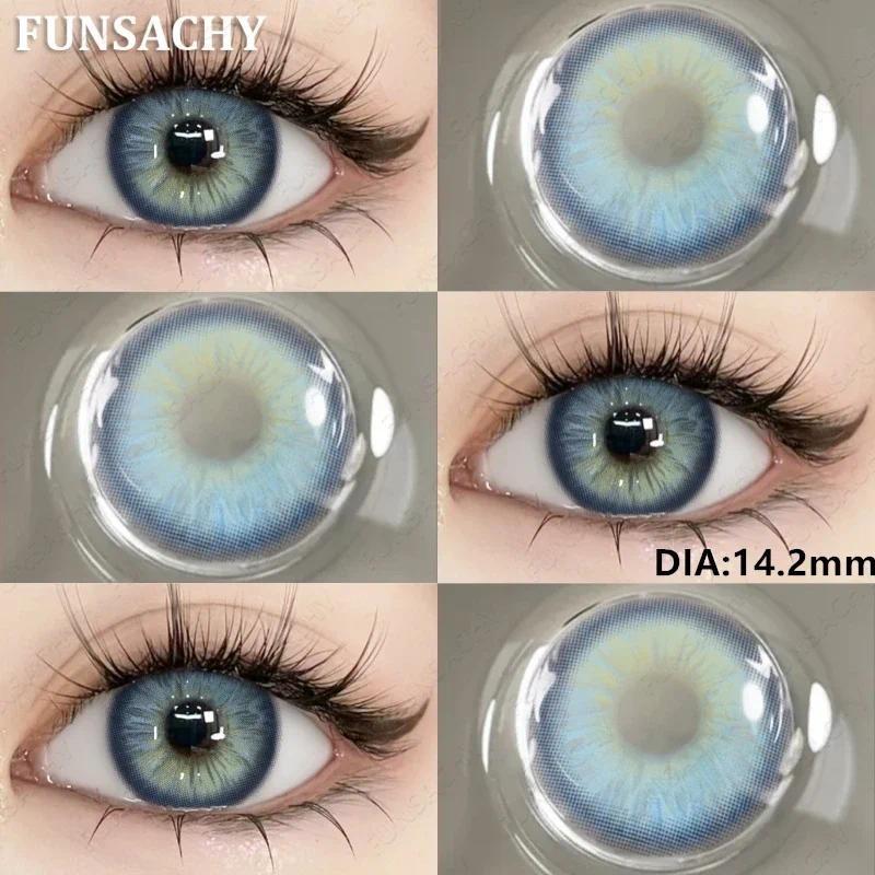 FUNSACHY 2 st Naturliga Kontaktlinser för Ögon Färgade Blå Kontaktlinser Grå Vacker Pupill Grön Lins Ögonmakeup Koreanska Linser