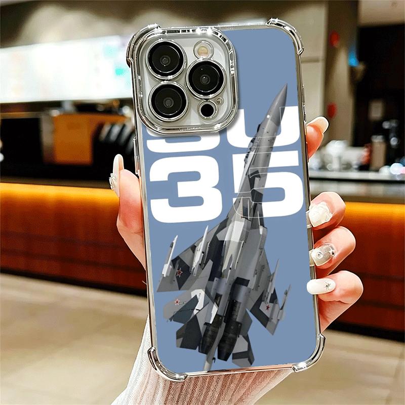 Fighter Plane F-22 Raptor Cool Soft Phone Case For iPhone 15 16 17 Air 14 Pro Max 16E Plus 13 12 Mini Plating Anti-Fall Fundas