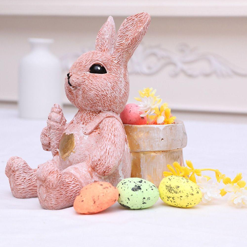 Festival Easter Bunny Figurine Resin Crafts Animal Sculpture Rabbit Desktop Ornament  Party Gifts