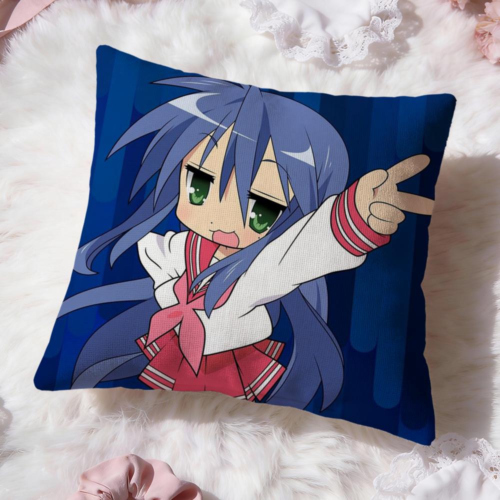 L-Lucky Star Anime Cushion Cover Premium Comfort Reversible Pillow Cove -Two In One Design for Any Room & Car Interior