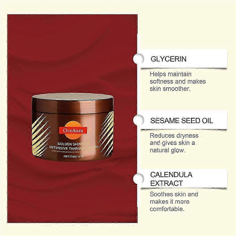 Intensive Tanning Gel, Golden Shimmer Intensive Tanning Cream with Tan Enhancers & Accelerators - For Sunbeds & Outdoor Sun