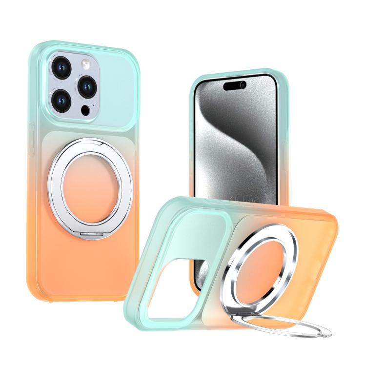 Phantom Skin Feel Gradient PC+TPU Phone Case With 360° Rotating Metal Holder, Magnetic Wireless Charging Shockproof Protective Cover