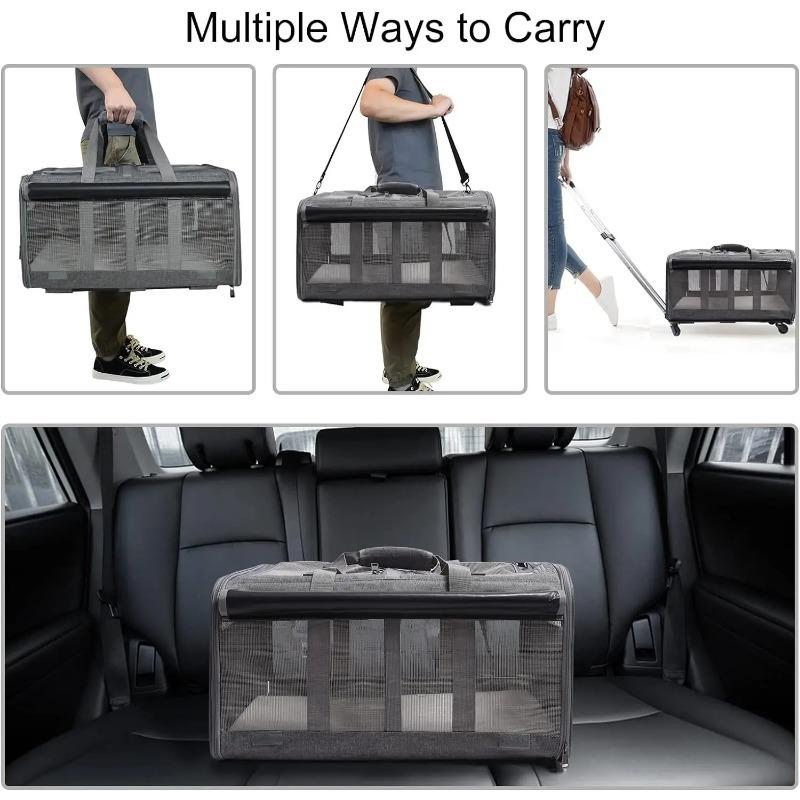 Portable Pet Trolley Case Detachable Universal Wheel Breathable Foldable Large Capacity Puppy Travel Bag Breathable Cat Carrier