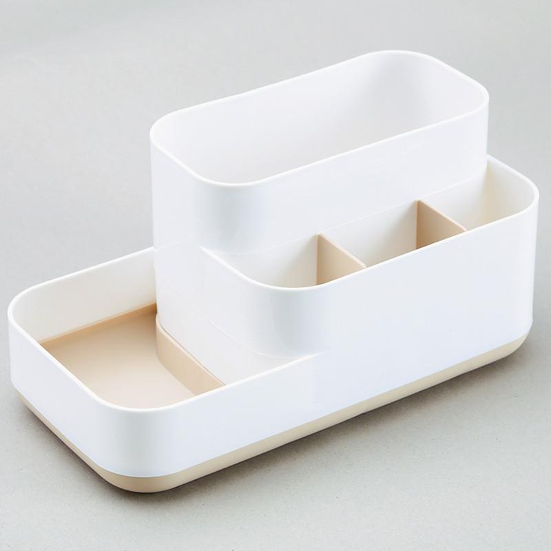 

Plastic Organizer Storage Box With Dividers For Makeup And Desk Clutter Management