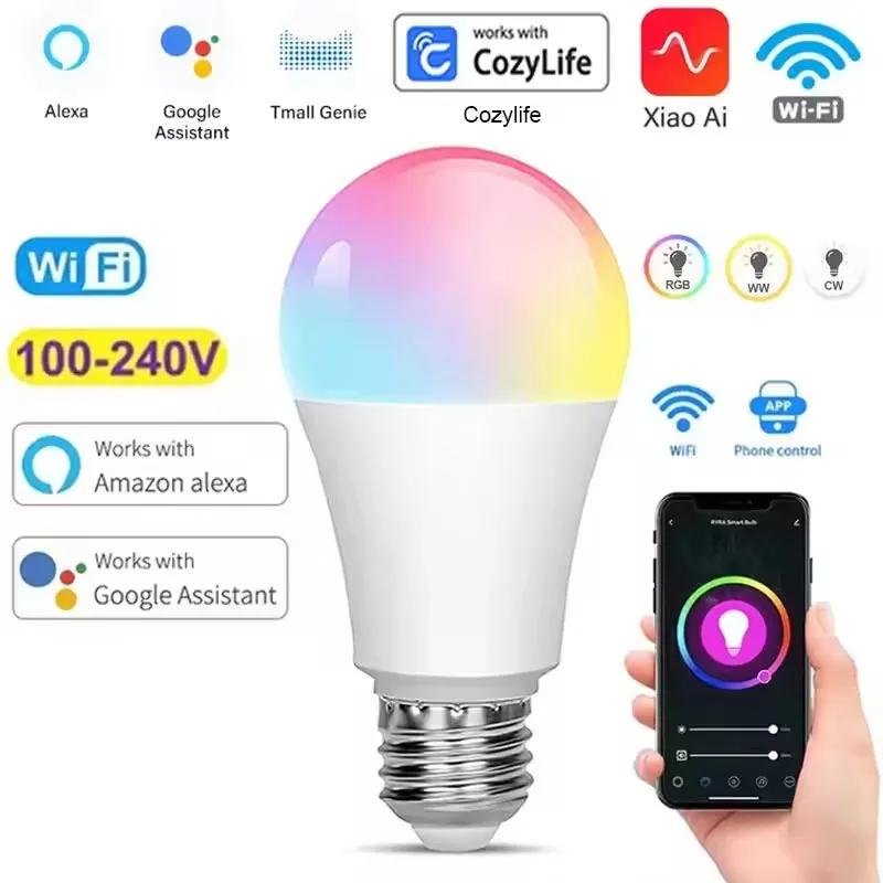 Smart Bulb E27 9W WiFi Bubble Dimmable LED Light Voice Control Bulb RGBCW AC100-240V Smart Life Bulb Support Alexa Google Home