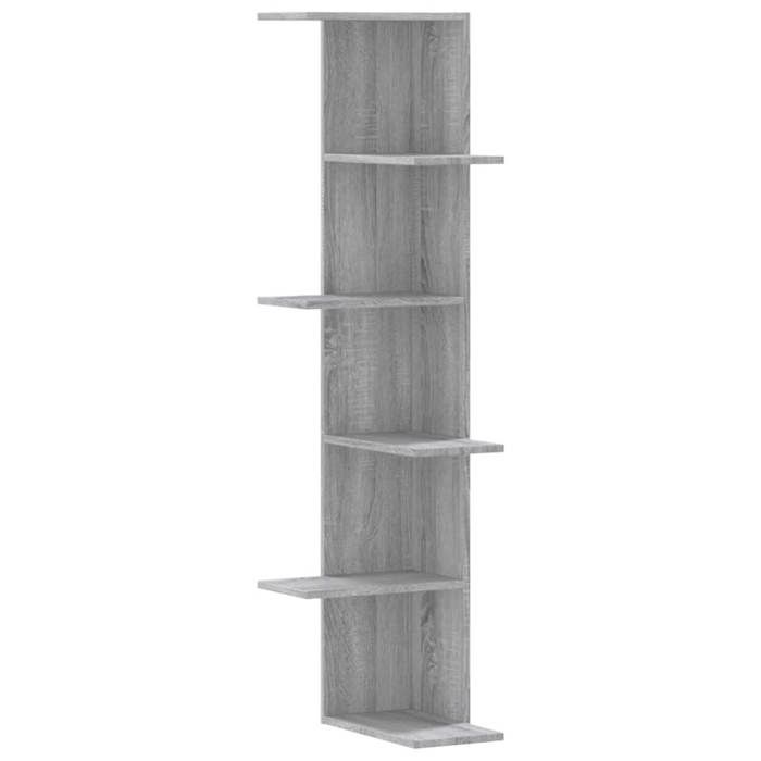 VidaXL Étagère d'angle murale sonoma gris bois d'ingénierie, étagère d'angle, étagère suspendue, étagère murale suspendue, 852632