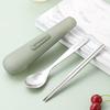 (LOCK&LOCK) 304 Edelstahl Essstäbchen und Löffel Set mit Aufbewahrungsbox, Tragbares Bestecketui, Set von 2, Hellbohnen Grün