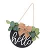 Door Decor Hello Sign Rustic Wooden Outdoor Pendant for Daily Holiday Home Decoration