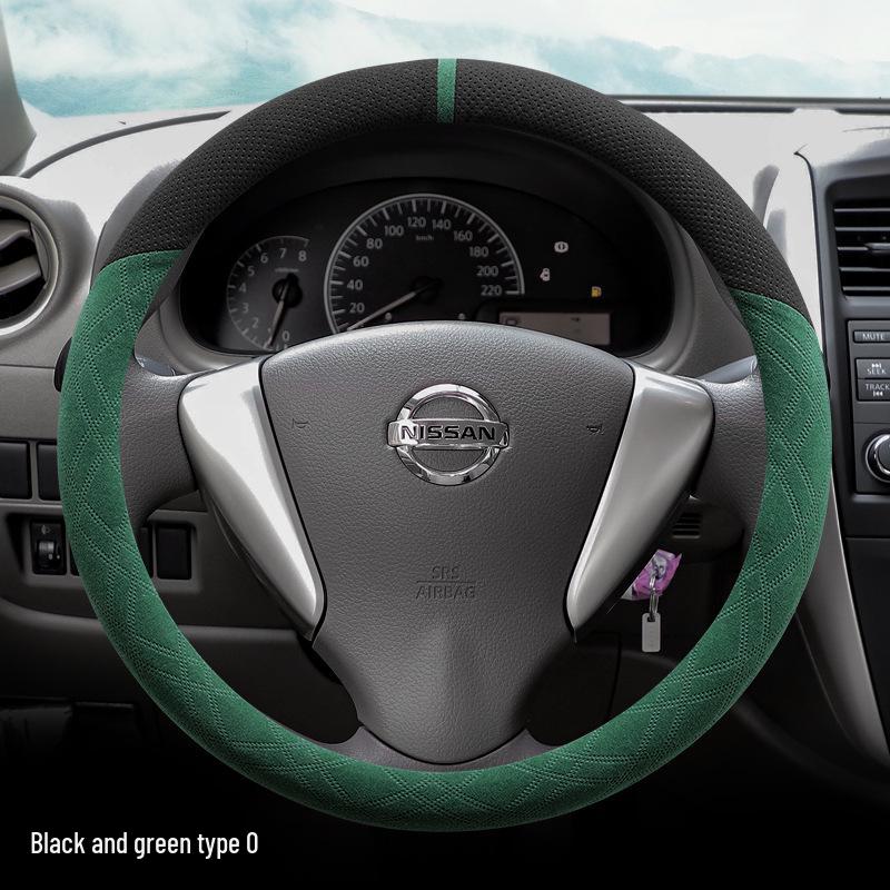 Suede Steering Wheel Cover for Nissan Sylphy, Teana, Qashqai, Sunny, Tiida, X-Trail, Livina (14th Gen).