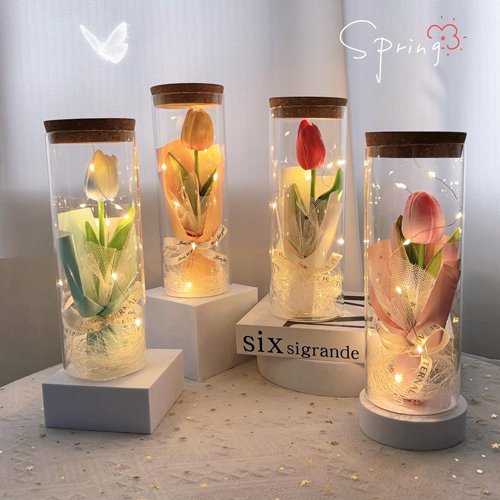 Tulip Mother's Day bouquet Internet celebrity night light immortal flower atmosphere decoration ornament creative exquisite birthday gift