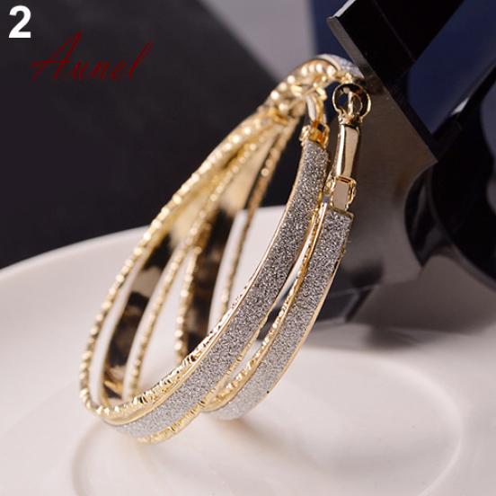 Smart Vintage Alloy Dull Polish Drop Ear Round Big Circle Hoop Earrings Jewelry