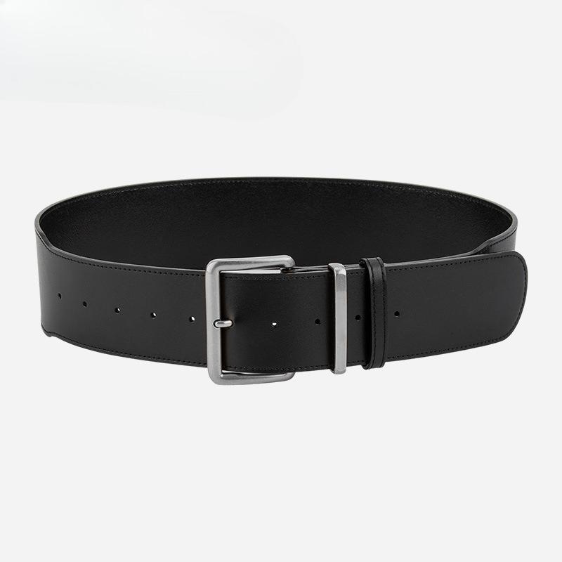 

Женский широкий ремень из коровьей кожи, ретро, с квадратной пряжкой-штифтом, ремень из натуральной кожи, высококлассное ощущение, для джинсов, декоративный пояс для женщин
