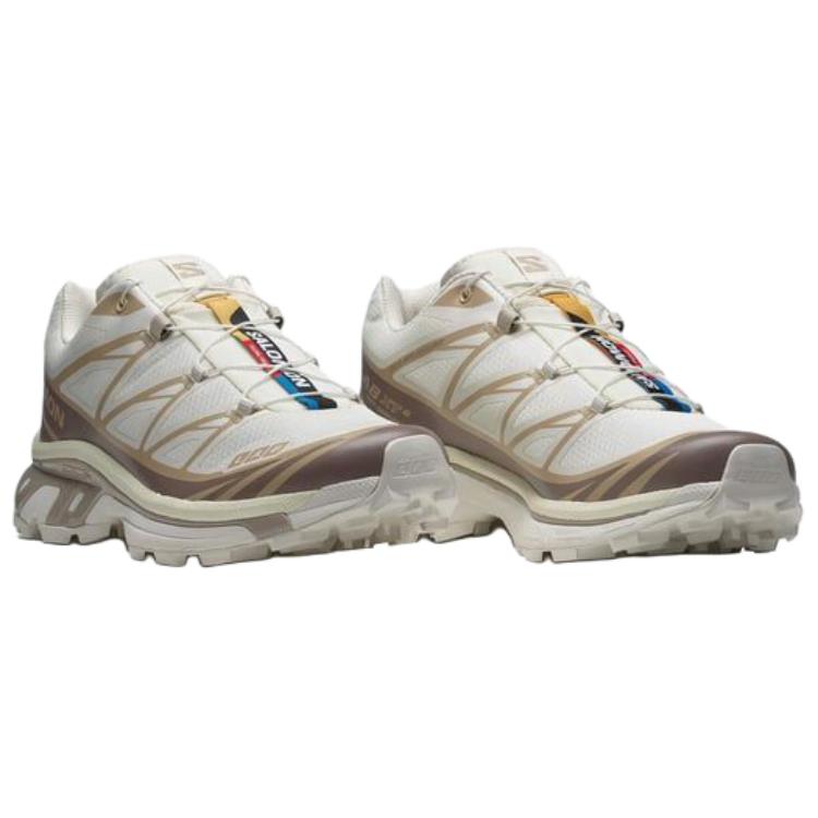 SALOMON XT-6 Confortável Versátil Durável Amortecedor Tênis de Corrida Cano Baixo Unissex Tênis de Corrida Bege 477377