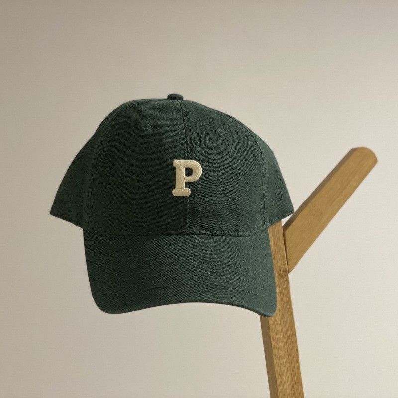 

Fall 2024 New Arrival Classy Washed Small Letter P Standard Baseball Cap Retro Peaked Cap Boy and Girl Sunshade Cross-Border out Army Green One size