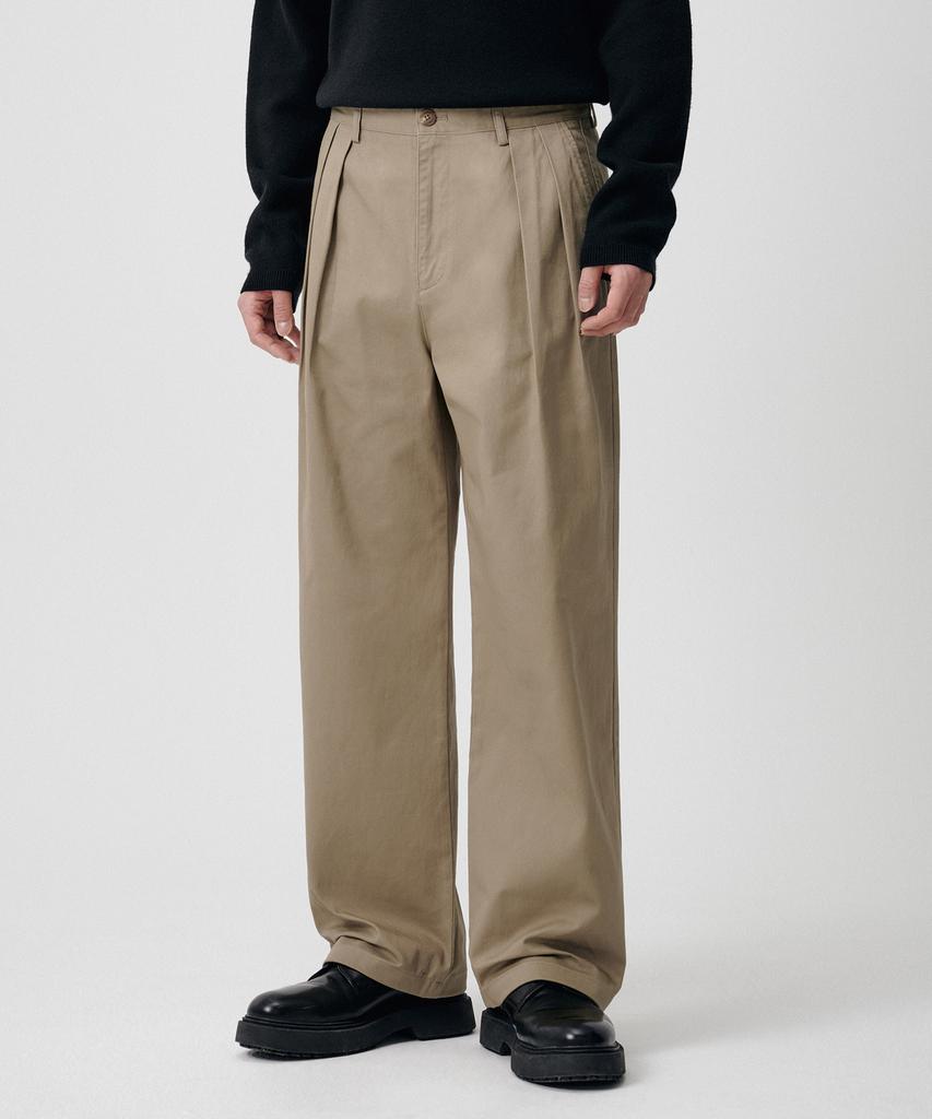 Musinsa Standard Reverse Two-Tuck Wide Chino Pants [Beige]