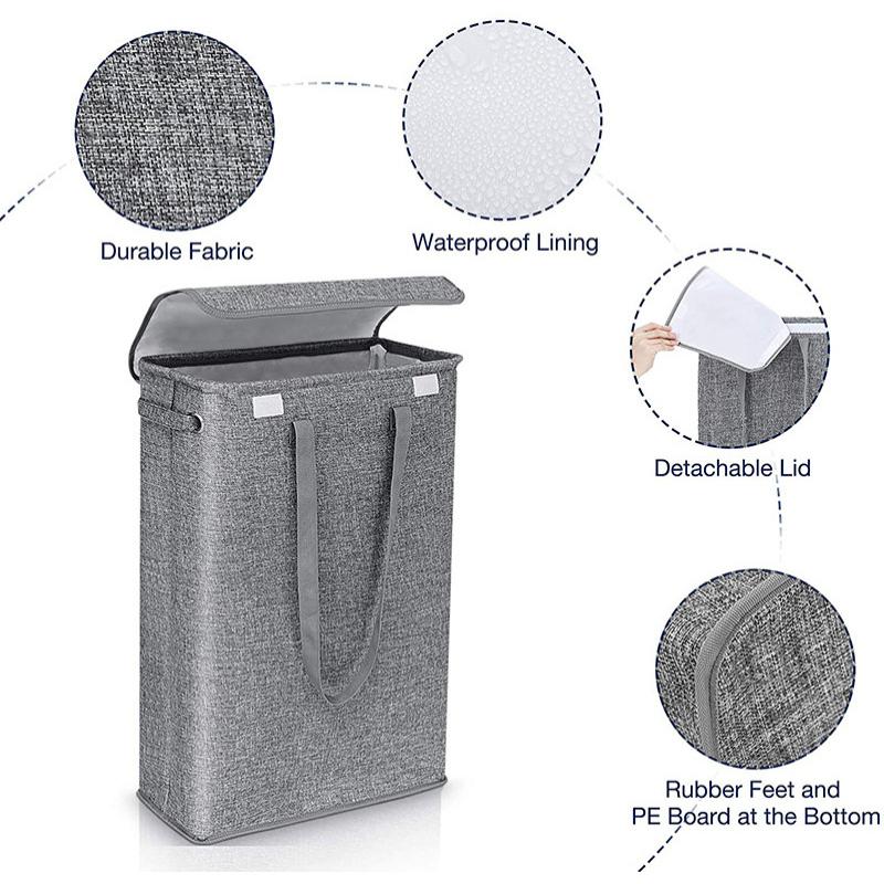 1Pcs 45L Thin Laundry Basket With Cover Narrow Hand Fine Hand Dirty Laundry Basket Bedroom Whole Basket Storage Bag