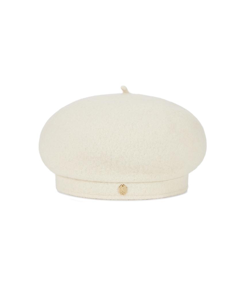 Bajal Va Curved Oval Metallic Wool Beret Ivory