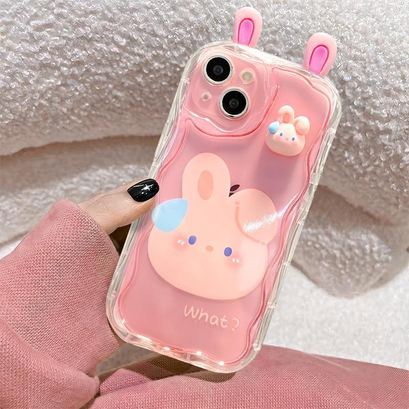 Cute 3D Bear Rabbit Ugly Frog Eyes Ears Phone Case For Realme C55 C67 C35 C33 C21Y C25Y C30 C30S C21 C15 8 12 Pro Plus 5G Cover