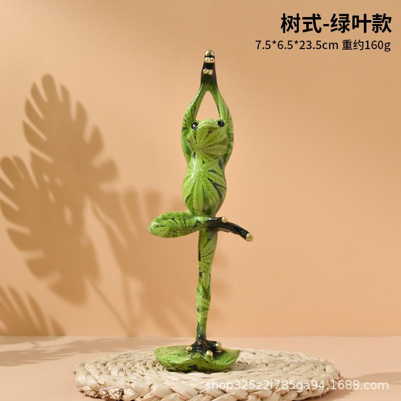 Nordic Yoga Frog Pastoral Animal Resin Crafts Abstract Yoga Frog Sculpture Cartoon Animal Living Room Ornaments Home Decoration