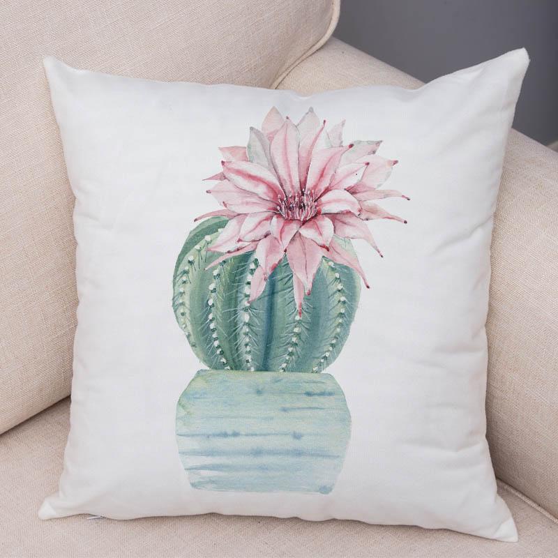 Sofa Zuhause Kissenbezug Aquarell Kaktus Dekorativer Druck Grüne Pflanze Kissen