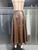 Miu Style Brown A-Line Leather Skirt - Women's Slim Fit for Autumn/Winter