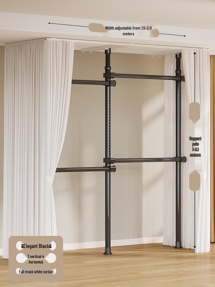 Floor-Standing Clothes Rack: Bedroom Hanger, Retractable Drying Rod, Coat & Hat Rack.