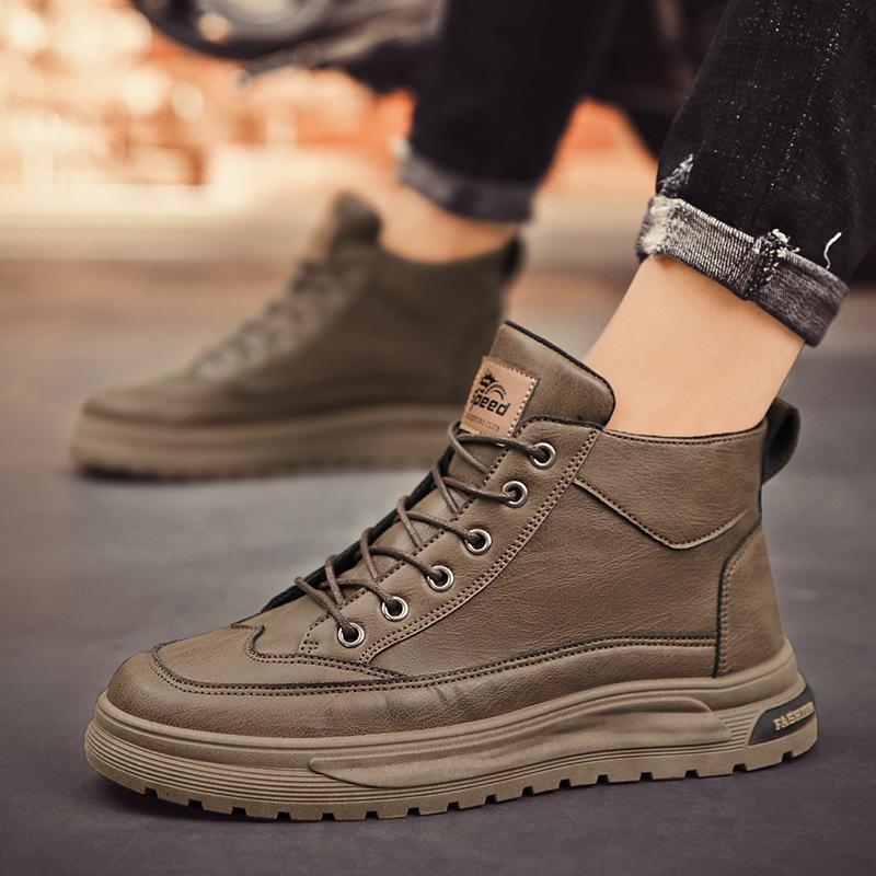 

Мужская обувь обувь мужские ботинки Мартин 2025 новая британский стиль высокие мужские ботинки мужские ботинки повседневная кожа 44 коричневый