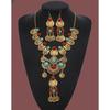 Western Jewelry Set Ethnic Vintage Imitation Turquoise Coin Tassel Necklace Earrings for Women Party Accessories