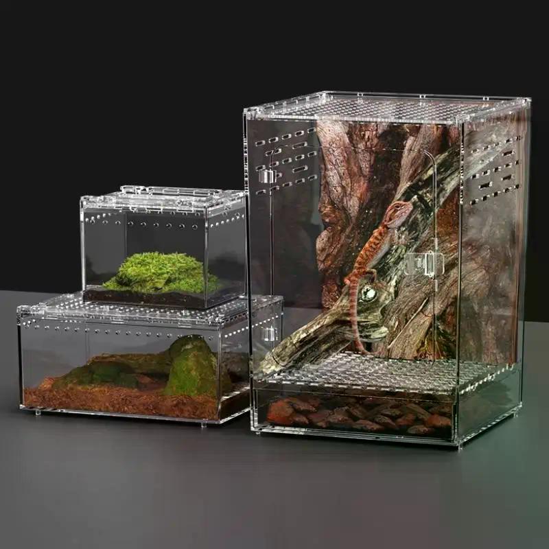 Sürüngen Üretme Kutusu Kertenkele Kulübesi Amfibi Teraryumu Şeffaf Akrilik Besleme Kafesi Ekolojik Böcek Örümcek Yaşam Alanı