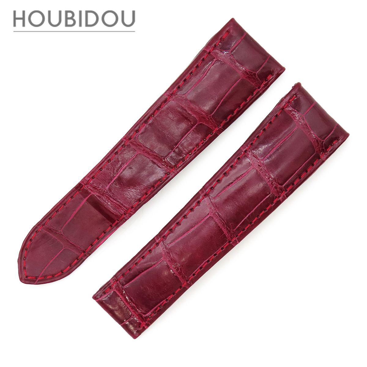 Used Cartier Watch Parts Crocodile Wine Red Genuine Replacement Croco Band Belt Strap 22mm Wine Red [Used]