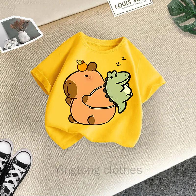 Summer Fashion Girls' Short Sleeved T-shirt Cute Printed Girls' Casual Versatile Top Cross Border