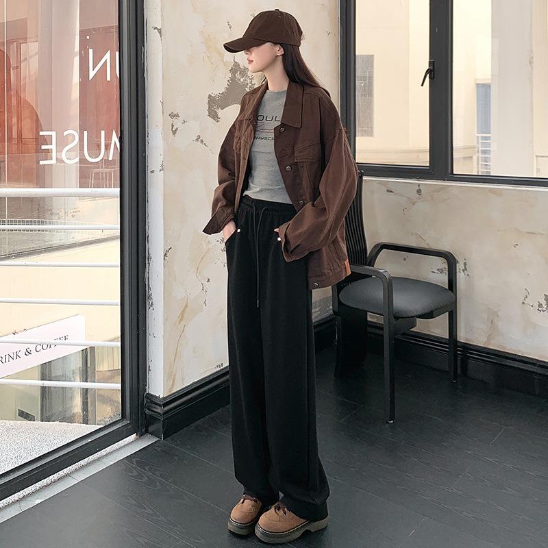 Willow Nail Sweatpants Women's Retro Autumn New High-waisted Straight Down Casual Wide-leg Guard Pants