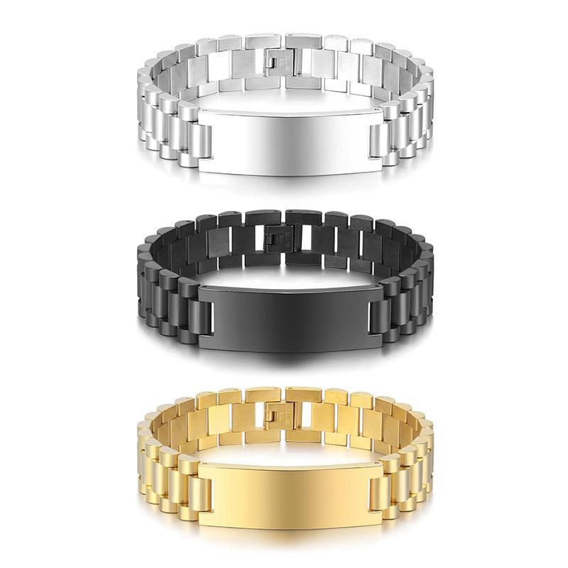 Japan and Korea Fashion Couple Curved Brand Titanium Steel Men and Women Bracelet, Lettering Adjustment Strap, Stainless Steel Watch Chain
