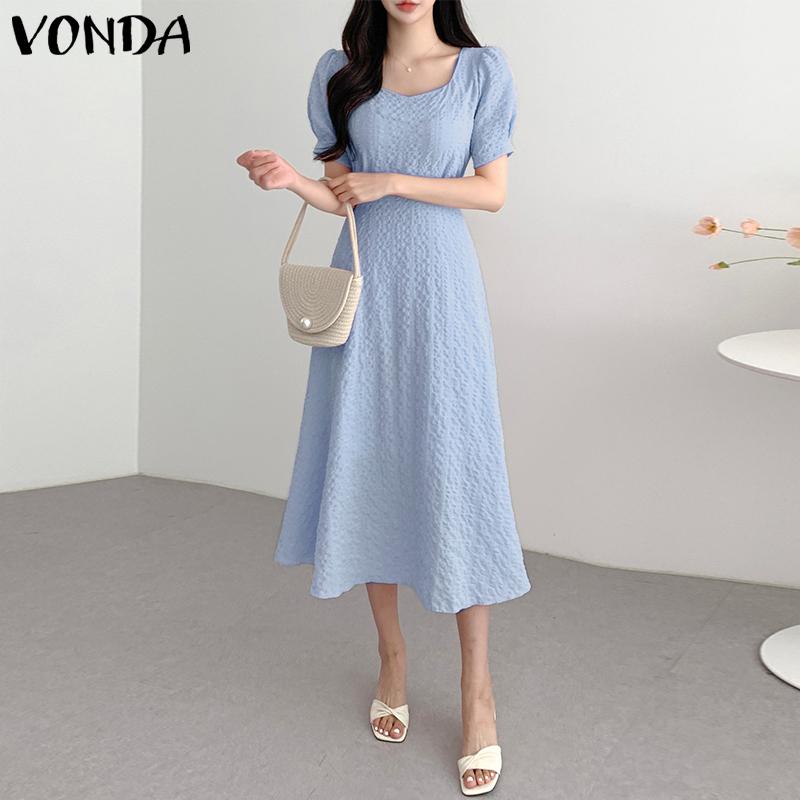 Купить VONDA Элегантное женское простое длинное платье с квадратным ...