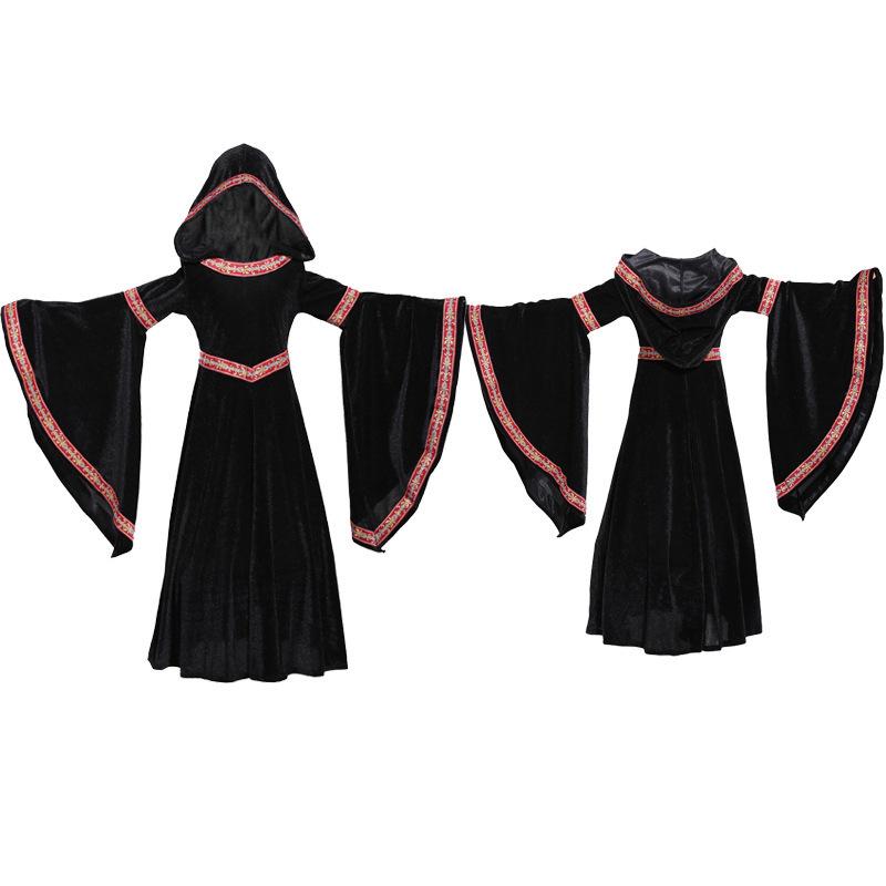 

Pinse Europe Medieval Halloween Costume for Girls, Black Fitted Pattern, Children s Theatrical Stage Wear Medium чорний