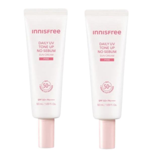 

Innisfree Daily UV Tone-Up No-Sebum Sunscreen SPF 50+ 50ml Double Set (Pink) – Tone-Up & Oil Control