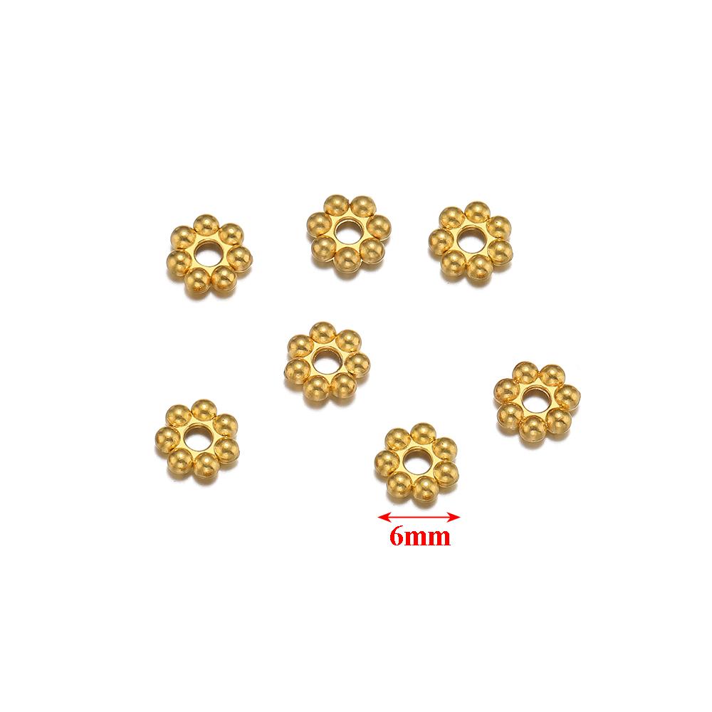 50pcs Stainless Steel Gold color Daisy Spacer Beads Mini Snowflake Spacer Charms DIY Bracelet Necklace Jewelry Making Supplies