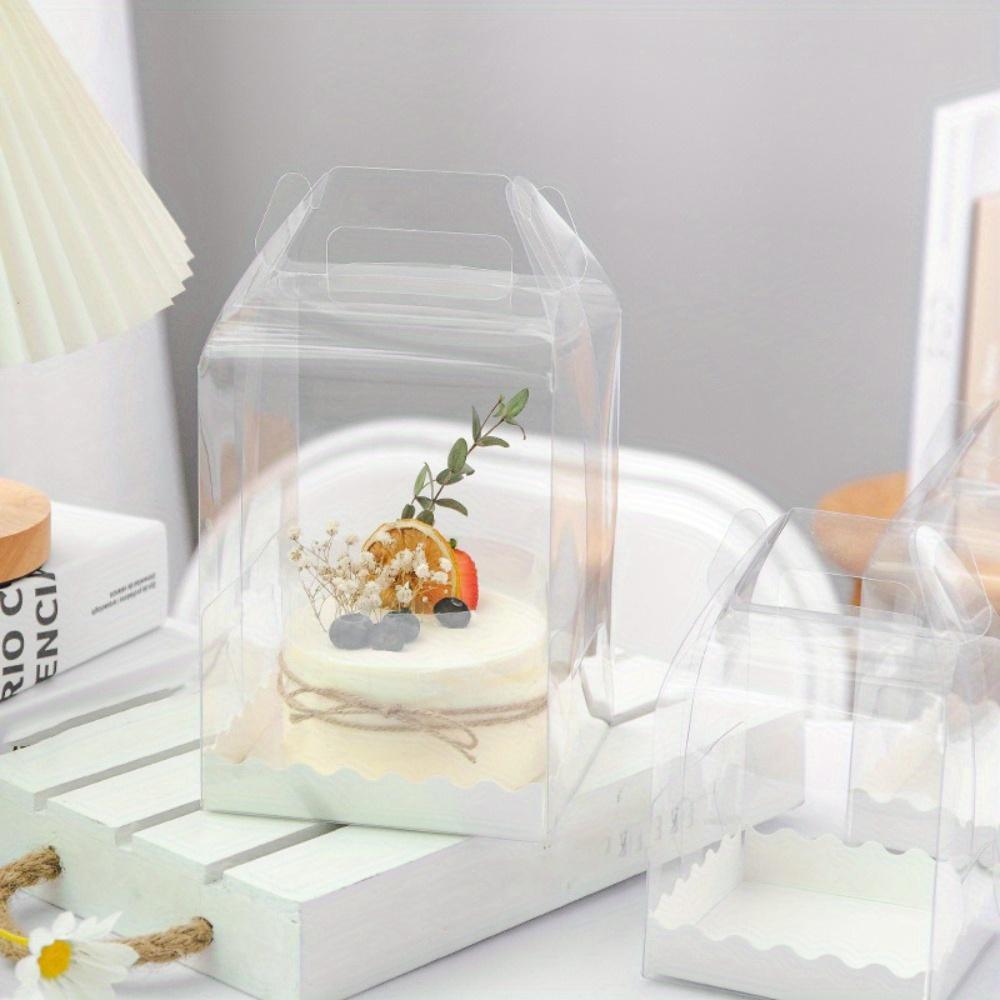 10pcs Clear Gift Boxes with Handles Transparent Cake Boxes Plastic Display Box Portable Single Cake Containers Party Favors Boxes Clear Cake Box