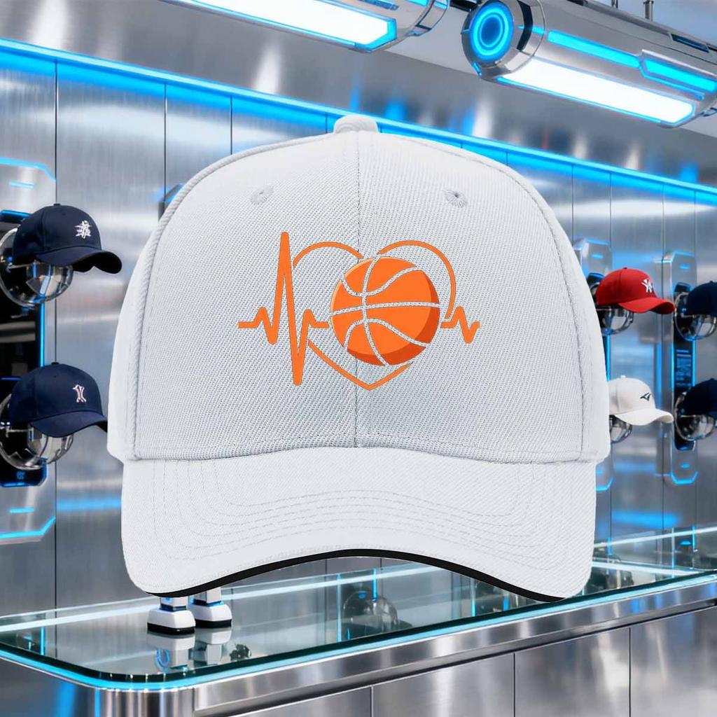 Basketball Heartbeat EKG Love Graphic Baseball Cap Polyester Adjustable Sports Outdoor Cap
