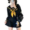Longpen School Authentic Sailor Lolita Yellow Pleated Classic Cosplay Long JK Sailor School Lolita Costume for Photo Cultural Halloween Uniform, Suit,