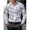 Men'S Stylish Geometric Print Long Sleeve Shirt Casual Button-Up with Lapel Collar,Perfect for Spring & Fall Pattern