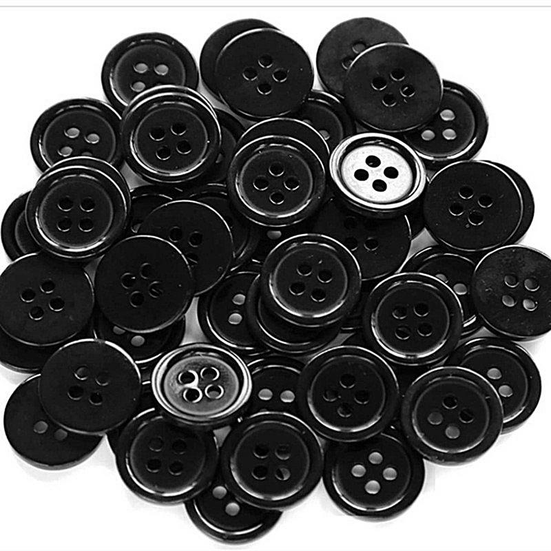 Runda harts-knappar 160X Syknappar Blandade Syknappar Svart Vit 4-Håls Harts-knappar 5 Storlekar med Facklåda för