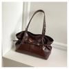 Retro Solid Color Faux Leather Shoulder Bag for Women, Chic Belt Buckle Clutch Handbag, Spacious Daily Commute Tote