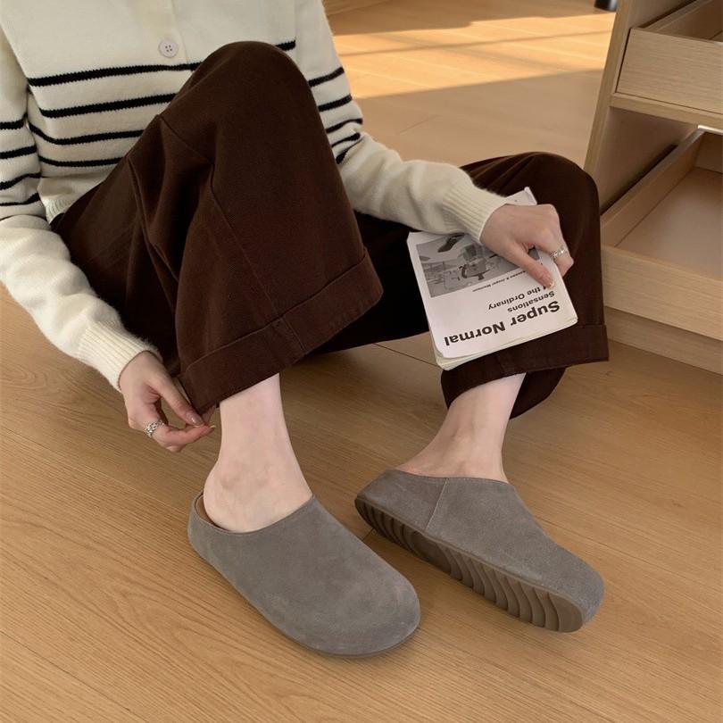 Soft bottom baotou half slippers women's 2025 new autumn meat girls versatile thick bottom beautiful sandals