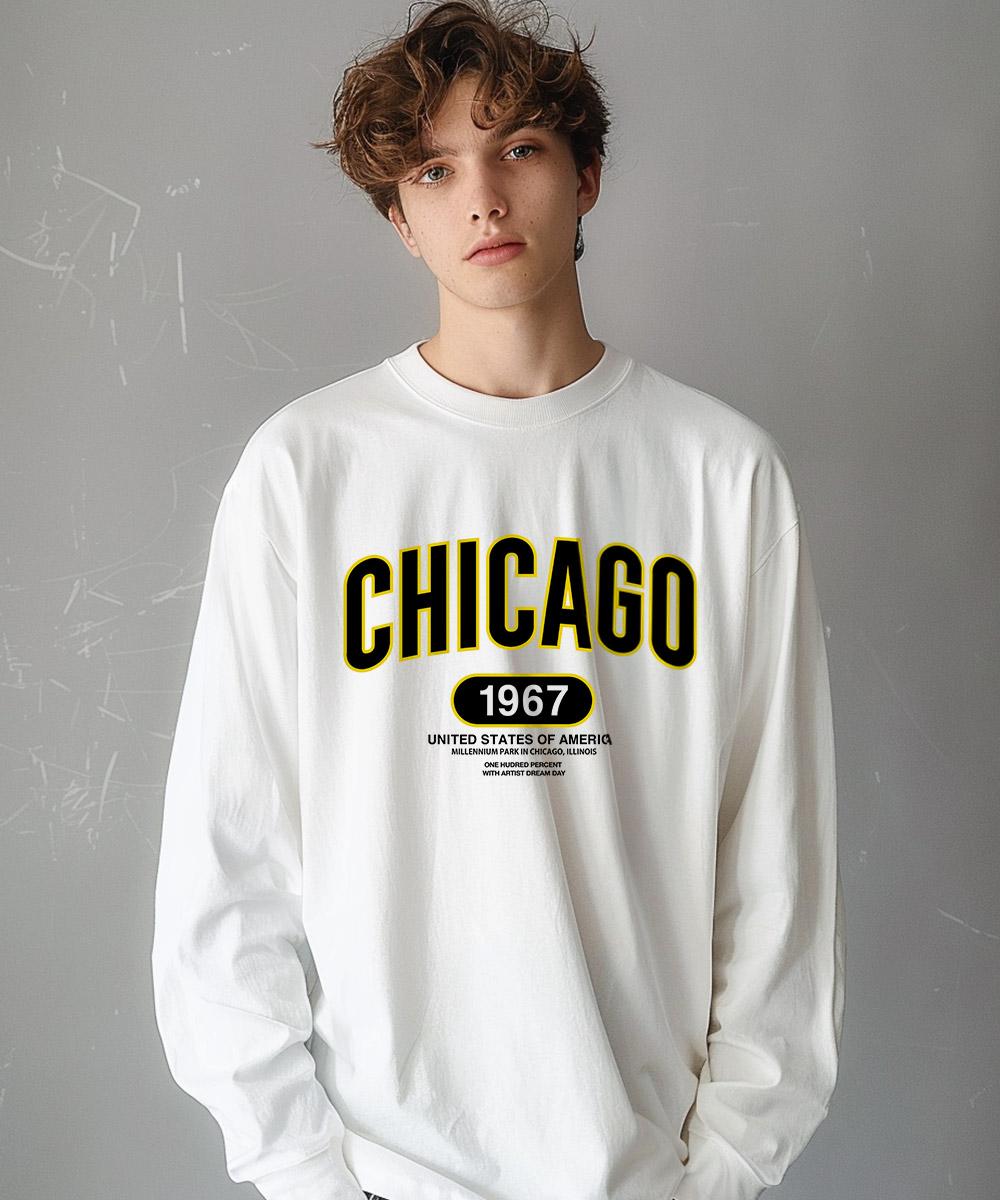 One Hundred Percent Ohpxdreamday Chicago Millennium Park Crewneck Long Sleeve T-Shirt White/L