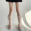 Bow Tie Knit Banding Leggings Y2K Women's Stockings Fashion Knee High Socks  Autumn