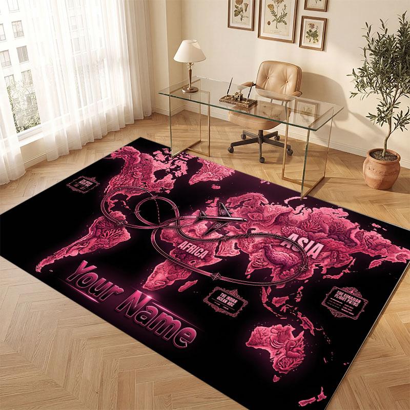 Fantasy Magic Theme Crystal Velvet Floor Rug Personalized Custom Name Text Warm Carpet Home Decoration